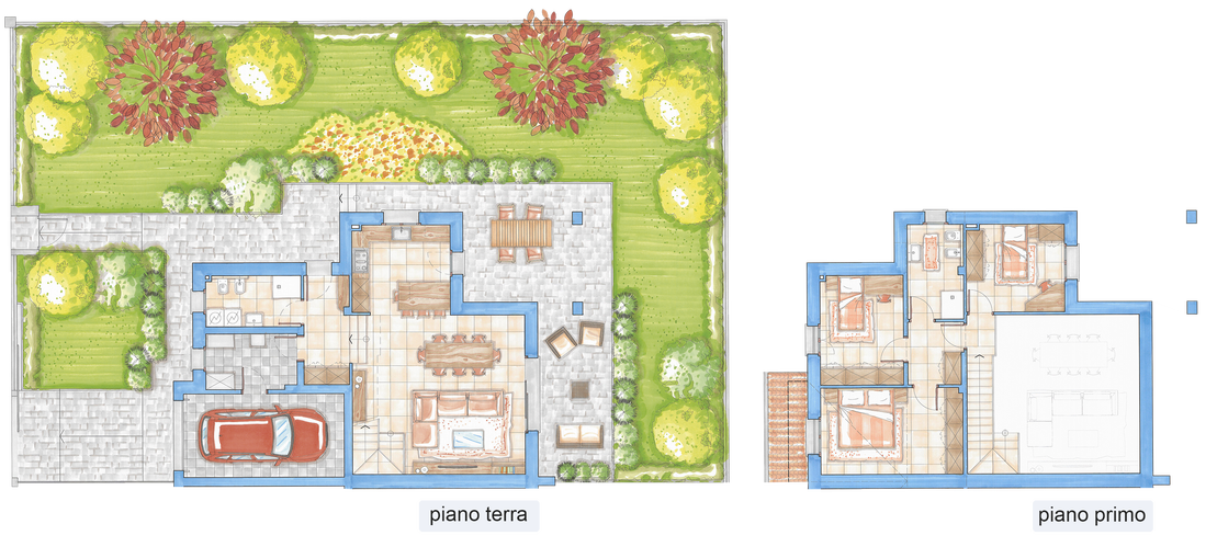 Villa 2 - planimetrie piano terra e piano primo
